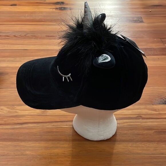 Spooky Streets Black Velour Unicorn Cap Hat OS NEW Halloween Costume Dress-Up - Picture 2 of 9